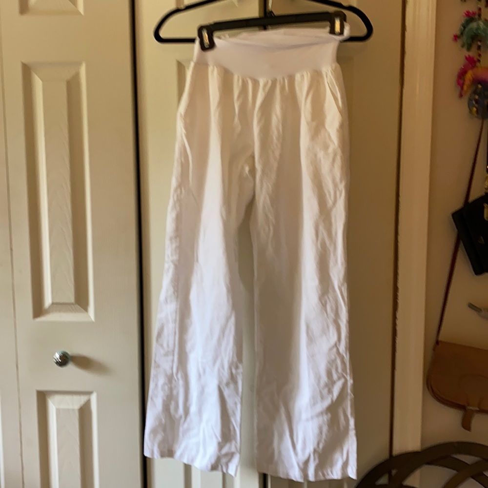 Wide-leg linen-cotton pants